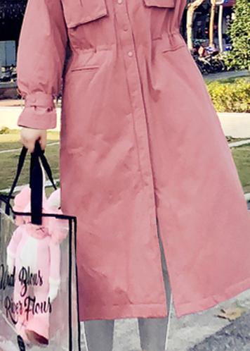 Fine pink warm winter coat plus size parka hooded flare sleeve women overcoat