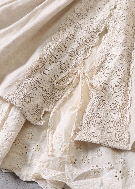 Fitted Beige Hollow Out Wrinkled Fall Patchwork Skirts