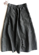 Load image into Gallery viewer, Fitted Black Asymmetrical Design Print Silk Wide Leg Crop Pants Summer