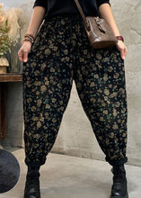 Load image into Gallery viewer, Fitted Black Fleece Lined Floral denim Pants Winter