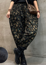 Load image into Gallery viewer, Fitted Black Fleece Lined Floral denim Pants Winter