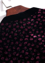Load image into Gallery viewer, Fitted Black Oversized Patchwork Print Wrinkled Silk Velour Long Dress Spring