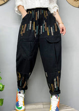 Load image into Gallery viewer, Fitted Black elastic waist Print denim Pants Spring