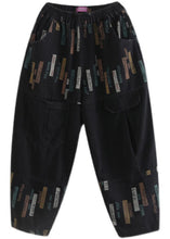 Load image into Gallery viewer, Fitted Black elastic waist Print denim Pants Spring