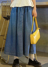 Load image into Gallery viewer, Fitted Blue High Waist Pockets Patchwork A Line Fall Denim Skirts