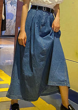 Load image into Gallery viewer, Fitted Blue High Waist Pockets Patchwork A Line Fall Denim Skirts