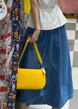 Load image into Gallery viewer, Fitted Blue High Waist Pockets Patchwork A Line Fall Denim Skirts