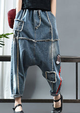 Load image into Gallery viewer, Fitted Denim blue Patchwork Print fashion Fall Pants