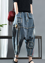 Load image into Gallery viewer, Fitted Denim blue Patchwork Print fashion Fall Pants
