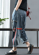 Load image into Gallery viewer, Fitted Denim blue Patchwork Print fashion Fall Pants