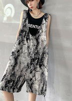 Fitted Grey Print Casualshorts jumpsuit pants