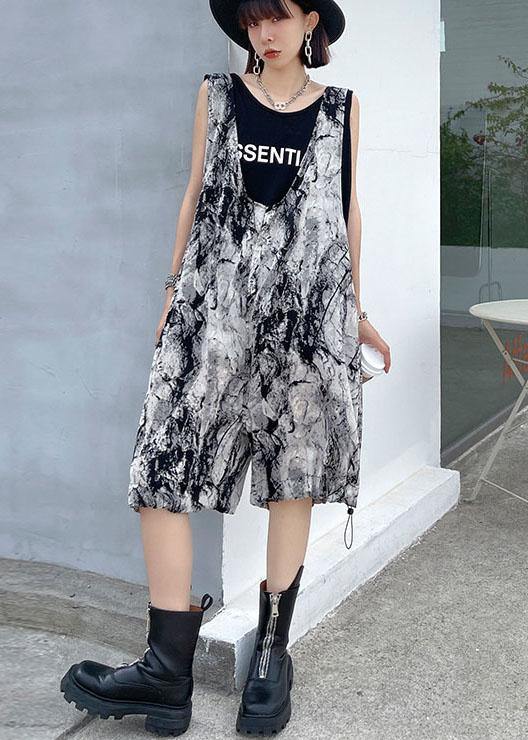 Fitted Grey Print Casualshorts jumpsuit pants