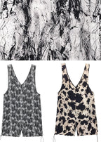 Fitted Grey Print Casualshorts jumpsuit pants