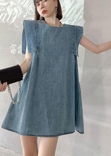 Load image into Gallery viewer, Fitted Light Blue Patchwork Denim Shift Dress Summer