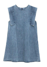 Load image into Gallery viewer, Fitted Light Blue Patchwork Denim Shift Dress Summer