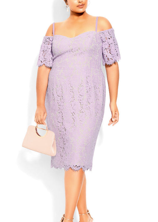 Fitted Purple Bustier Top Lace Spaghetti Strap Long Dress Summer