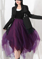 Fitted Purple Patchwork Summer Skirt Tulle Asymmetrical
