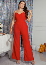 Load image into Gallery viewer, Fitted Red V Neck Patchwork Cold Shoulder Chiffon Jumpsuit Summer