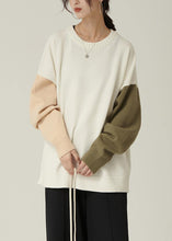 Load image into Gallery viewer, For Spring fall nude knitwear fall fashion o neck patchwork Blouse