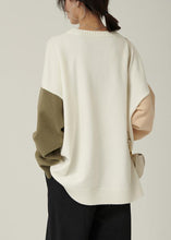 Load image into Gallery viewer, For Spring fall nude knitwear fall fashion o neck patchwork Blouse
