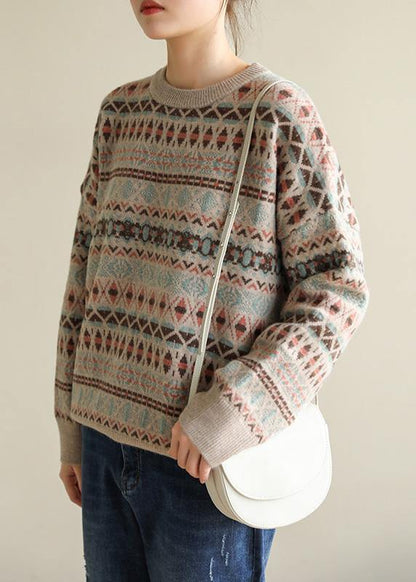 For Work Geometry clothes For Women spring Loose fitting o neck sweaters