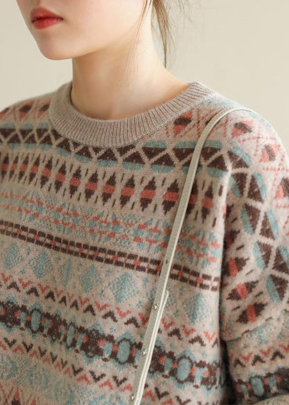 For Work Geometry clothes For Women spring Loose fitting o neck sweaters