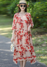 Load image into Gallery viewer, French Apricot Embroideried Oversized Silk Holiday Dress Summer