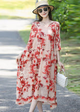 Load image into Gallery viewer, French Apricot Embroideried Oversized Silk Holiday Dress Summer
