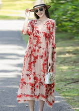 Load image into Gallery viewer, French Apricot Embroideried Oversized Silk Holiday Dress Summer