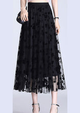 Load image into Gallery viewer, French Black Elastic Waist Print Pencil Fall Skirt