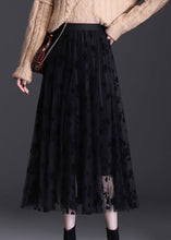 Load image into Gallery viewer, French Black Elastic Waist Print Pencil Fall Skirt