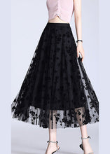 Load image into Gallery viewer, French Black Elastic Waist Print Pencil Fall Skirt