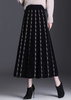 French Black Embroideried Mink Hair Knitted Skirt Winter