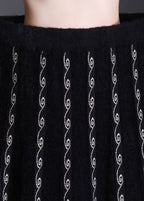 French Black Embroideried Mink Hair Knitted Skirt Winter