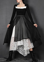 Load image into Gallery viewer, French Black Hollow Out asymmetrical design Summer Skirts