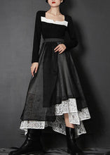 Load image into Gallery viewer, French Black Hollow Out asymmetrical design Summer Skirts