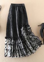 Load image into Gallery viewer, French Black Jacquard Patchwork Bow Tulle Skirts Spring
