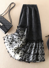 Load image into Gallery viewer, French Black Jacquard Patchwork Bow Tulle Skirts Spring