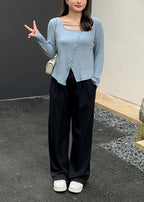 French Black Oversized Draping Spandex Wide Leg Pants Fall