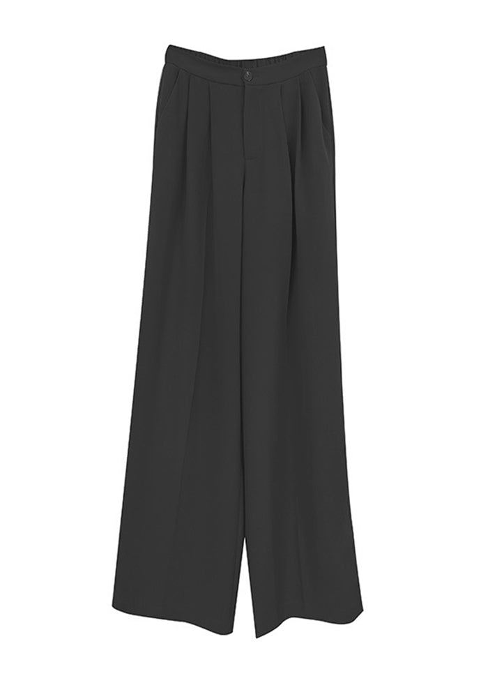 French Black Oversized Draping Spandex Wide Leg Pants Fall