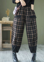 Load image into Gallery viewer, French Black Plaid Patchwork denim Pants Spring