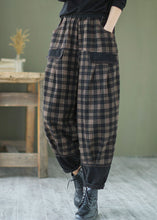 Load image into Gallery viewer, French Black Plaid Patchwork denim Pants Spring