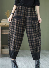 Load image into Gallery viewer, French Black Plaid Patchwork denim Pants Spring