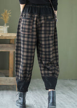 Load image into Gallery viewer, French Black Plaid Patchwork denim Pants Spring
