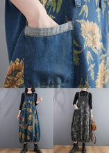 Load image into Gallery viewer, French Blue Print Denim Spaghetti Strap Dresses Spring