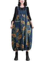 French Blue Print Denim Spaghetti Strap Dresses Spring