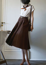 Load image into Gallery viewer, French Coffee High Waist Single Breasted Cotton A Line Skirts Spring