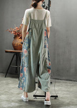 Load image into Gallery viewer, French Dark color Print Patchwork Pockets denim Outfits Rompers