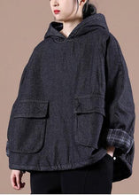 Load image into Gallery viewer, French Denim Blue Clothes For Women Hooded Pockets Oversized Spring Tops