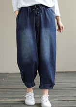 Load image into Gallery viewer, French Denim Blue Pants Plus Size Spring Elastic Waist Pockets Inspiration Women Pants